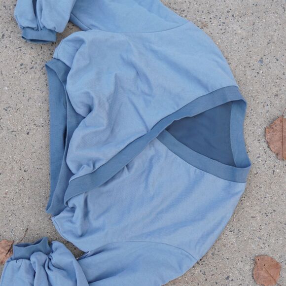 NWT NAP Loungewear Wrap Crop Top Baby Blue Tencel Blend Athleisure - Picture 6 of 12